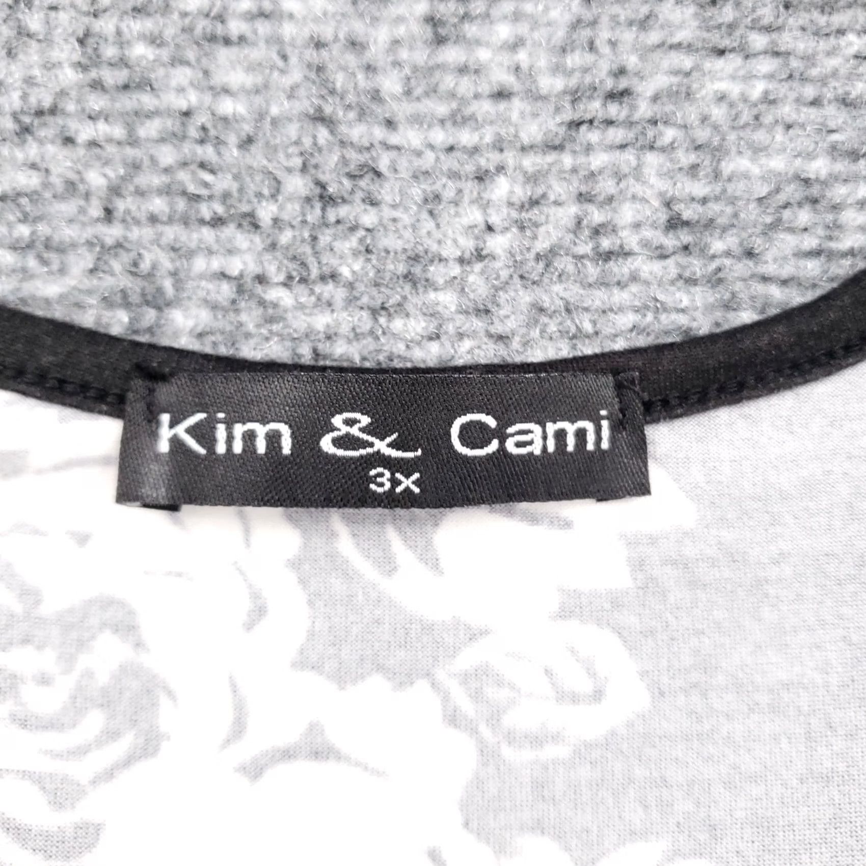 Vintage Kim & Cami Blouse Womens 3X Plus Black Floral Oversized Loose 3/4 Sleeve Stretch Size XXL / US 16-18 / IT 52-54 - 7 Thumbnail
