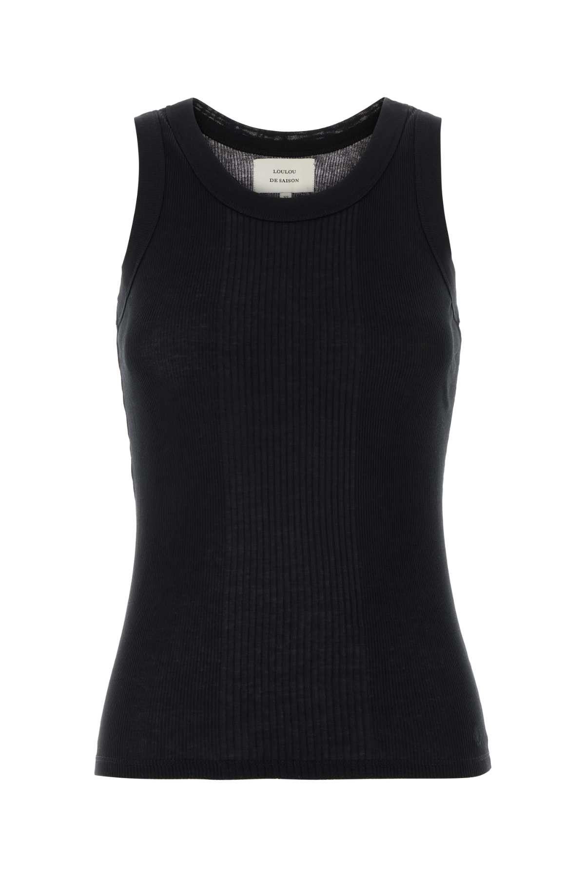 Loulou de Saison Black Cotton Limba Tank Top Size S / US 4 / IT 40 - 1 Thumbnail