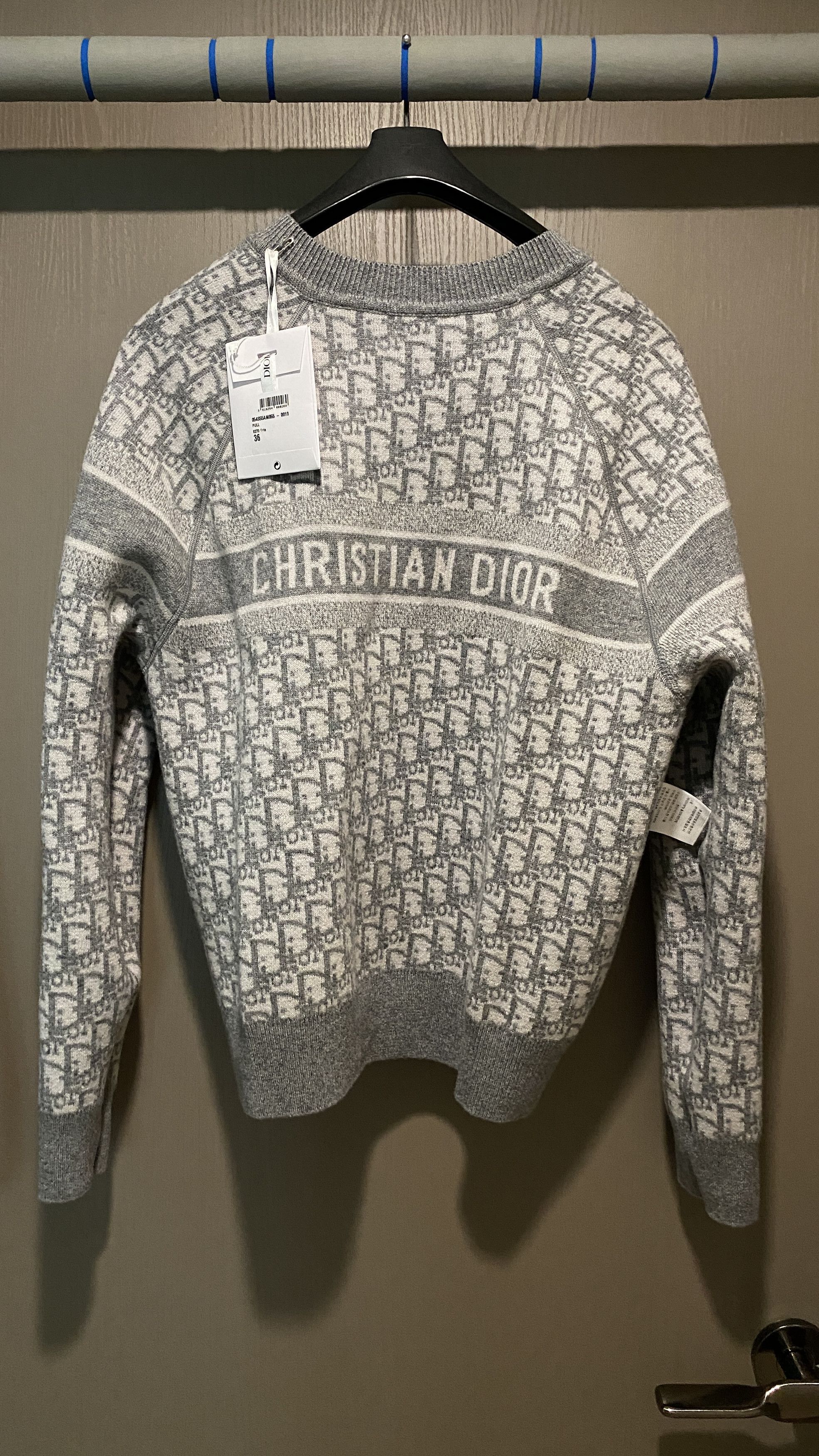 Image of Dior Reversible Cashmere Sweater in Grey, Women's (Size XS)