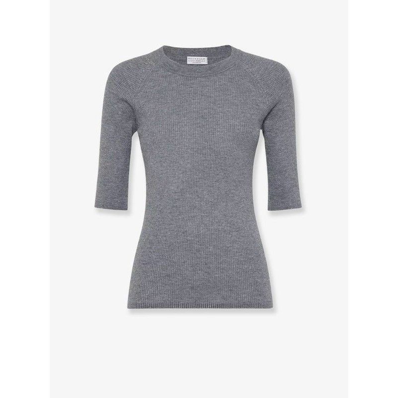 Brunello Cucinelli Gray Cashmere And Viscose Sweater New (Wo, Women's