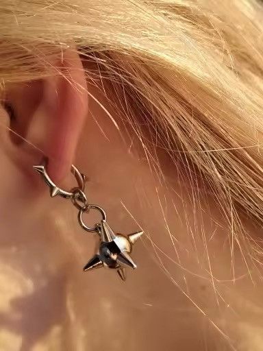 Jewelry Gothic Spiky Ball Hoop Earrings Size ONE SIZE - 3 Thumbnail