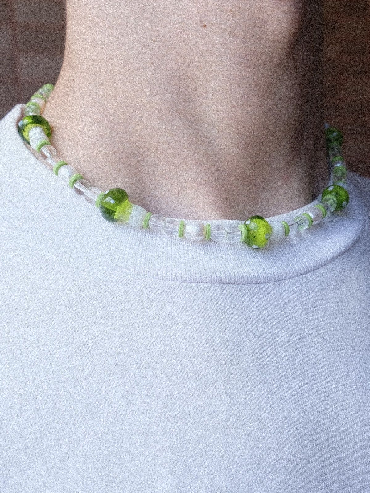 Japanese Brand Pearls & Lampworked Mushroom Summer Handmade Beaded Necklace Size ONE SIZE - 2 Thumbnail