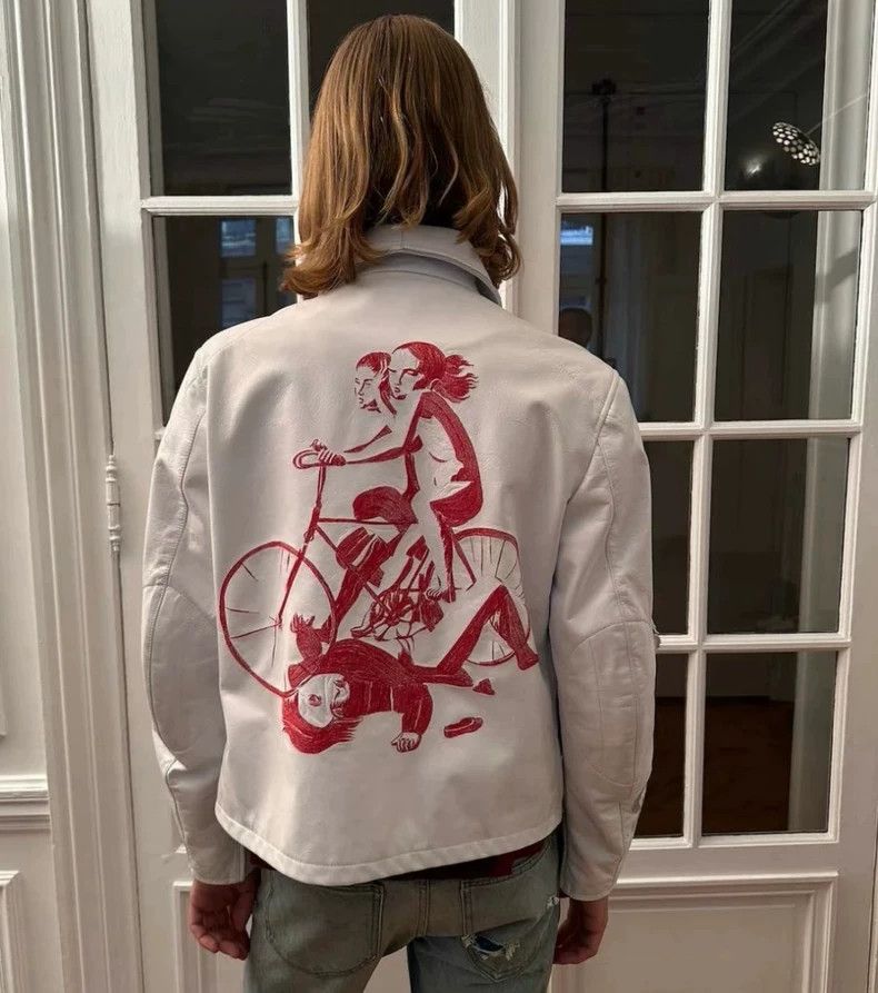 Enfants Riches Deprimes Enfants Riches Deprimes 25SS New White Bicycle Leather Jac Size US XL / EU 56 / 4 - 9 Thumbnail