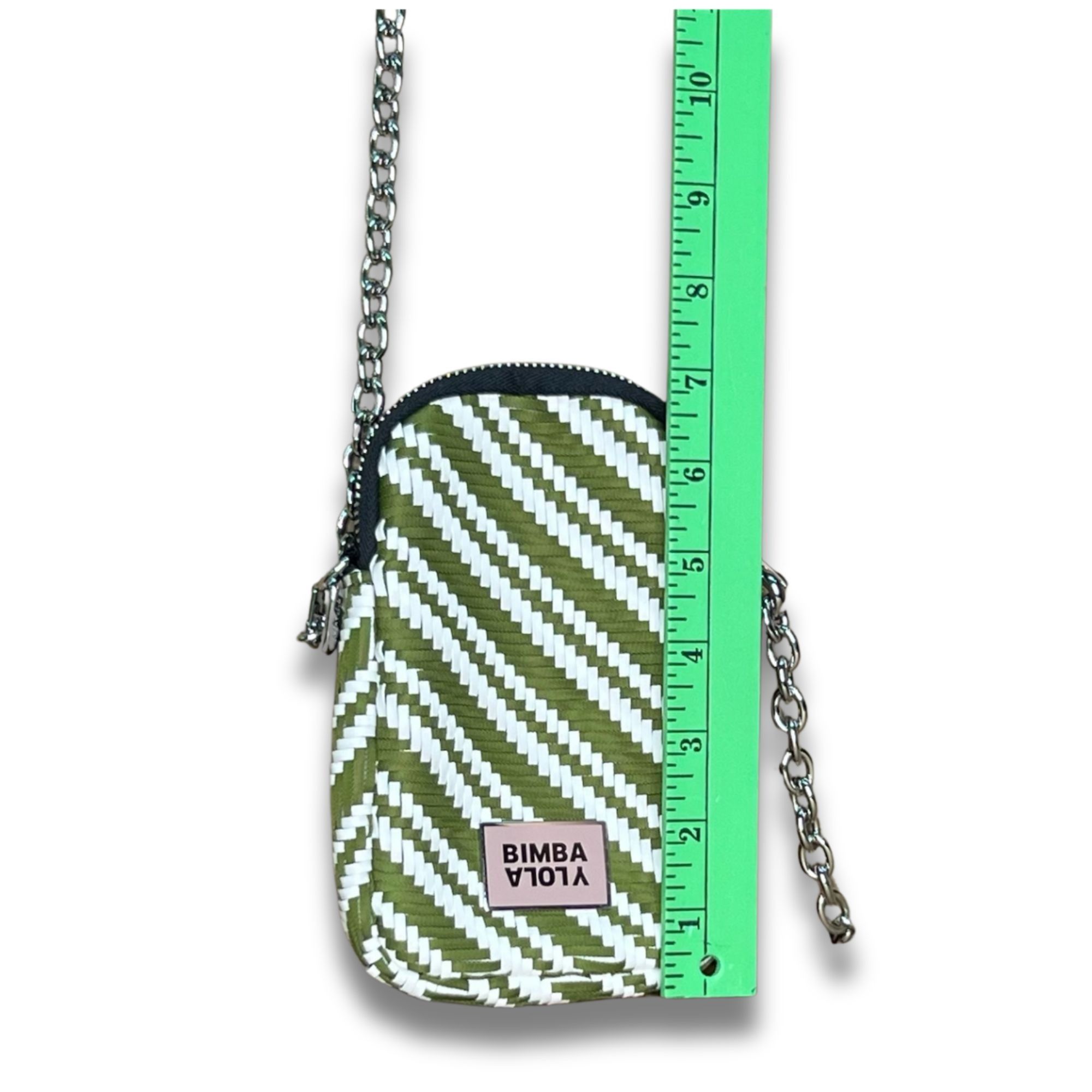 BIMBA Y LOLA Bimba Y Lola Green & White Striped Crossbody Bag With Chain Size ONE SIZE - 7 Thumbnail