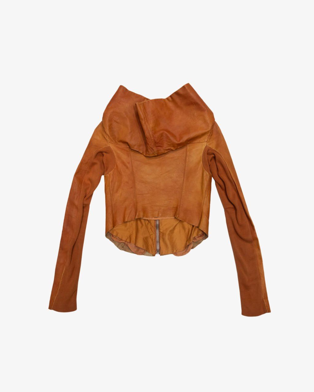 Rick Owens AW03 Rick Owens “Trucker” Honey Naska Leather Biker Jacket Size XS / US 0-2 / IT 36-38 - 2 Thumbnail