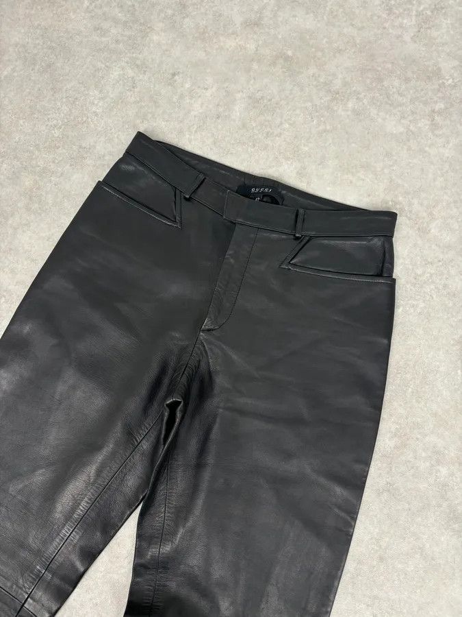 Gucci 2000s Gucci Black Minimalist Leather Slim Pants by Tom Ford Size US 30 / EU 46 - 5 Thumbnail