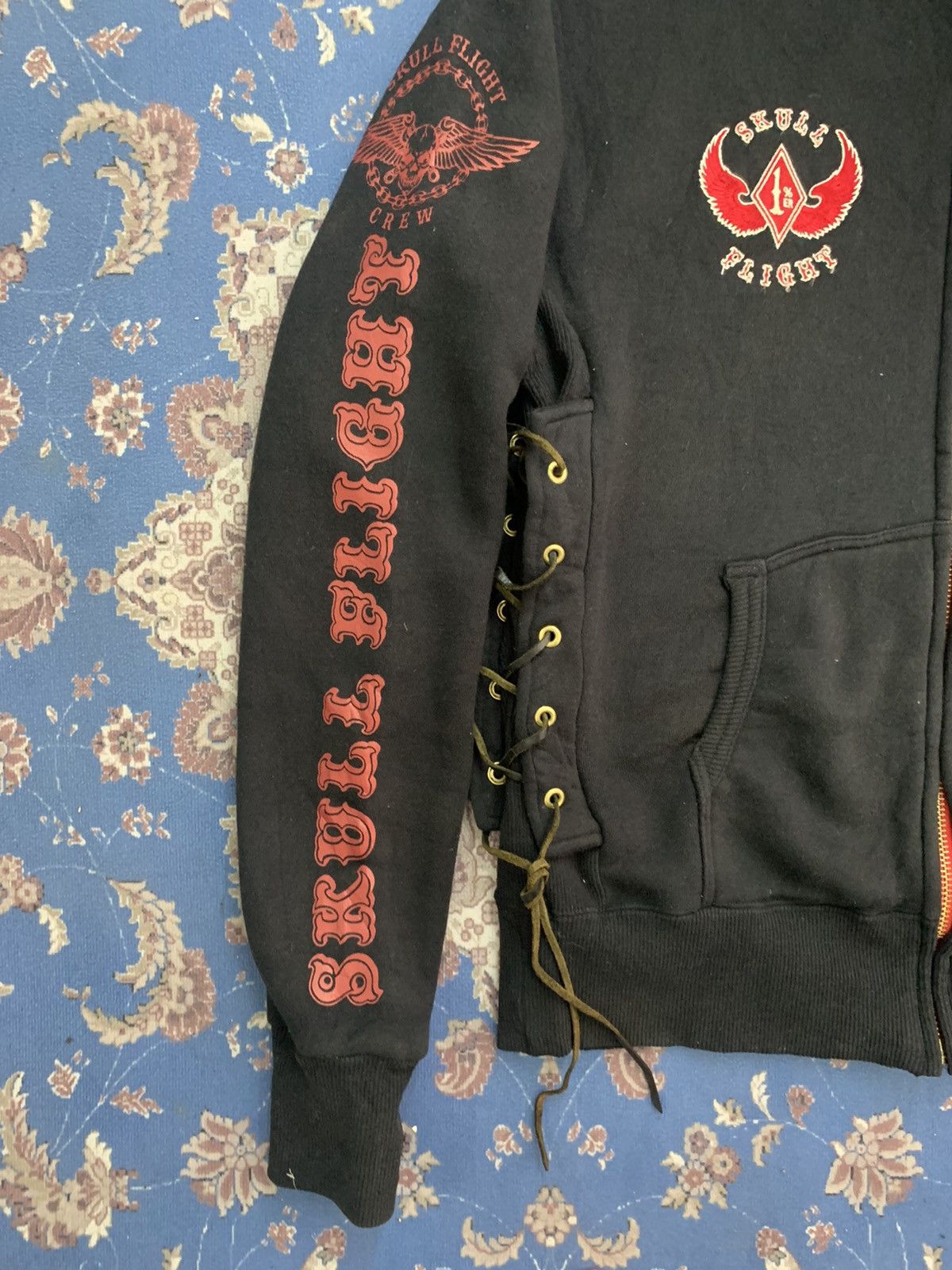 Hysteric Glamour Japanese Brand SKULL FLIGHT Rider Affliction Flak Sweater Size US M / EU 48-50 / 2 - 3 Thumbnail