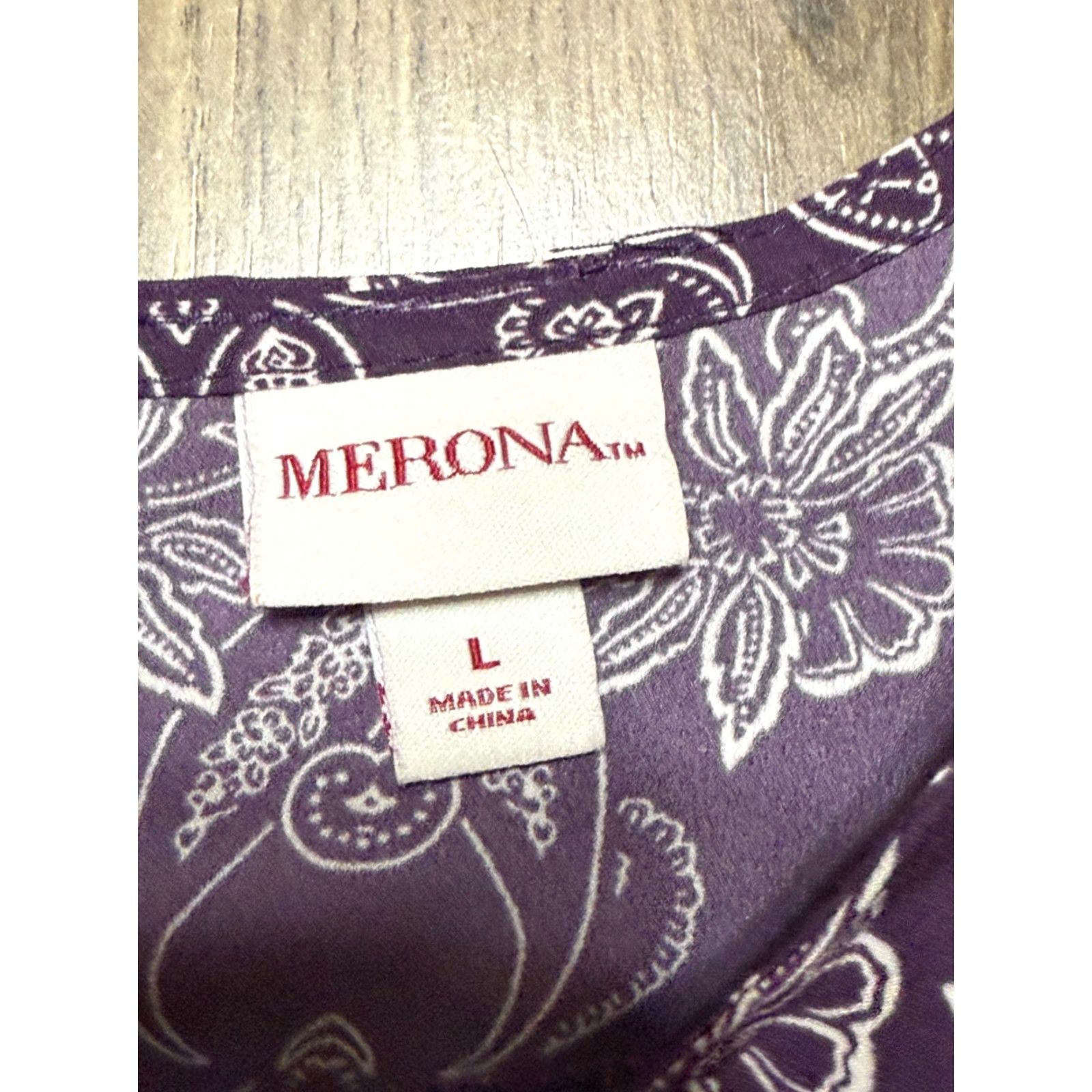 Merona Merona Tank Top Women's Large Purple White Allover Print Round Neck Casual Sleeveless US Size L Womens Size L / US 10 / IT 46 - 5 Thumbnail