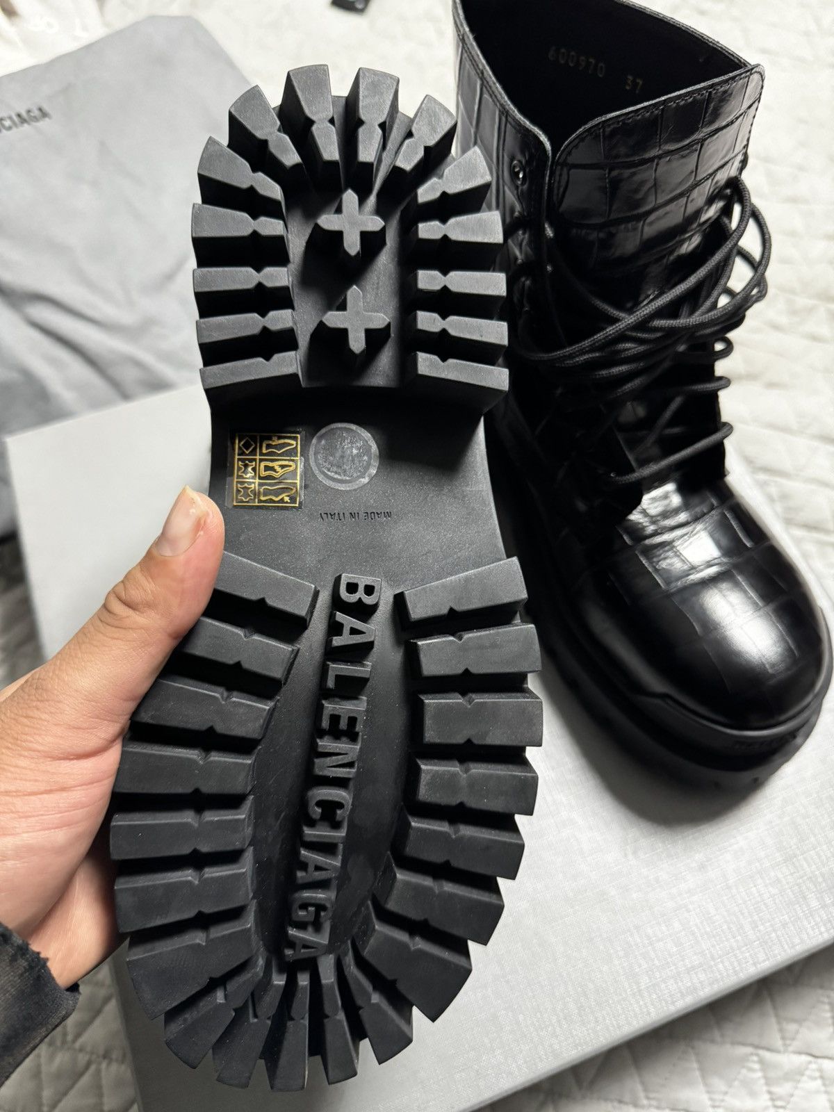 Balenciaga Balenciaga Crocodile Embossed Strike Boots Size US 7 / IT 37 - 4 Thumbnail