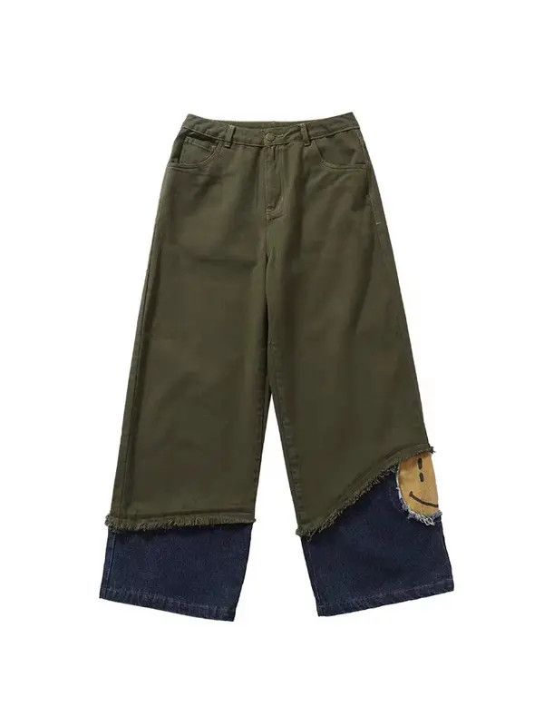 Japanese Brand VIBE Straight-leg jeans with retro patchwork design Size US 34 / EU 50 - 1 Thumbnail