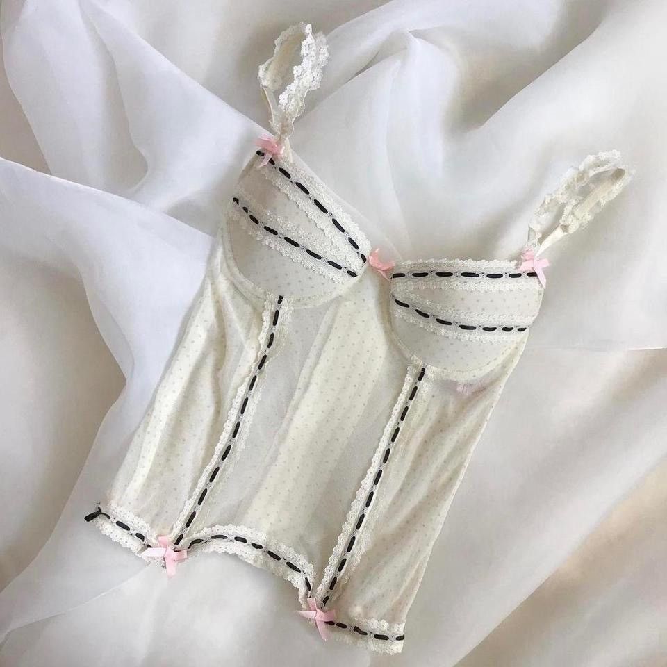 Vintage VS Cream Mesh Corset Bustier (36C/34D)