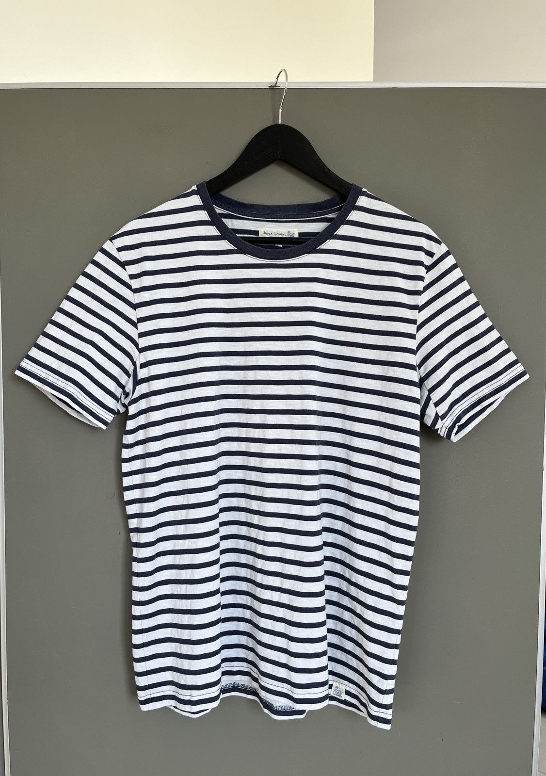Merz B. Schwanen Striped White Blue T-shirt