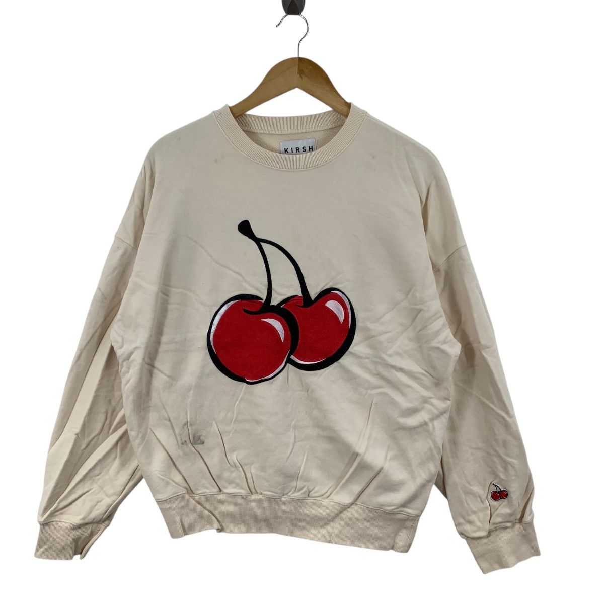 Other KIRSH KOREA Big Cherry Applique Beige Baggy Sweatshirt Size XL / US 12-14 / IT 48-50 - 4 Thumbnail