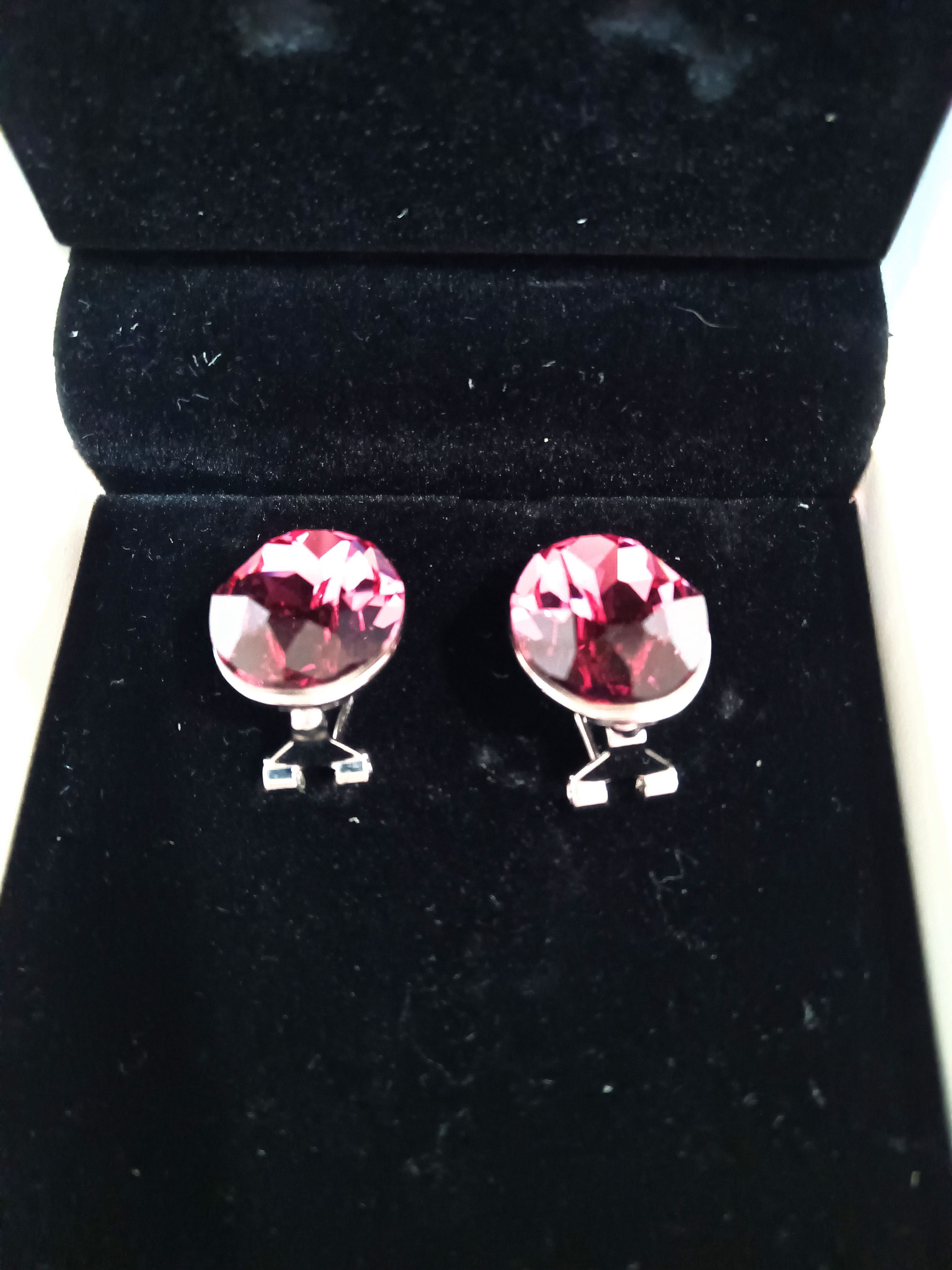 Swarovski Plato H Stud Earrings Pink Oval Crystals from Swarovski Size ONE SIZE - 2 Thumbnail