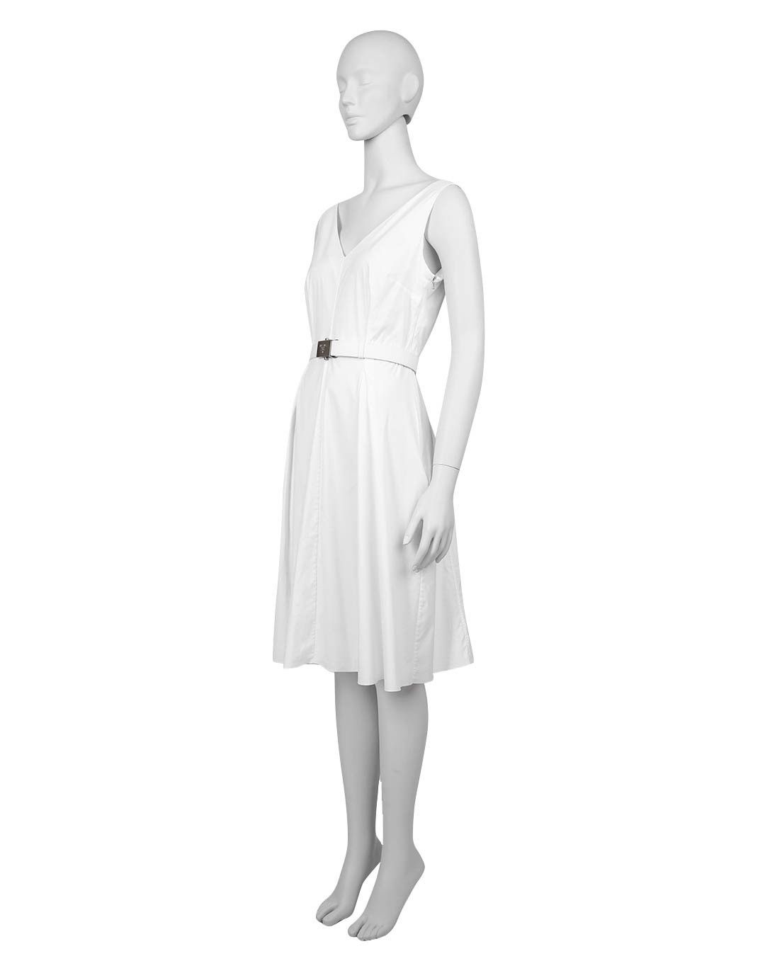 Prada Prada 1995 White Belted Dress Size L / US 10 / IT 46 - 8 Thumbnail