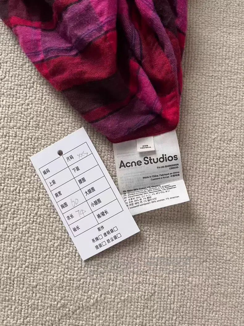 Acne Studios Acne Studios Smiley Icon Patchwork Plaid Shirt Long Sleeve Size US XXS / EU 40 - 4 Thumbnail