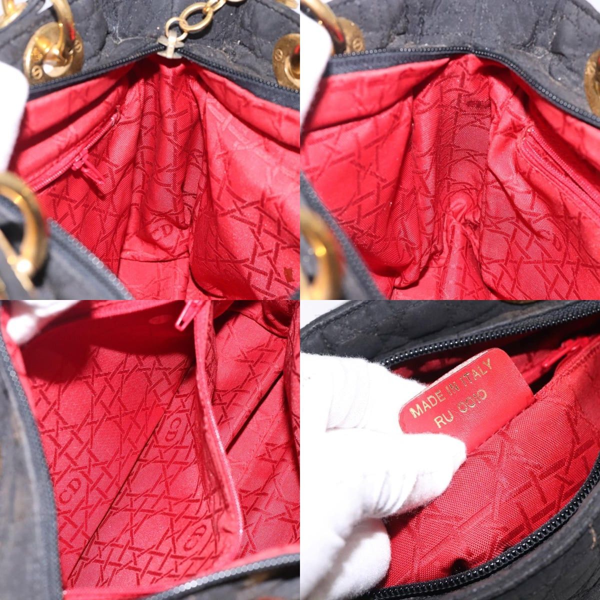 Dior DIOR Canage Hand Bag Nylon Black Gold Size ONE SIZE - 12 Thumbnail