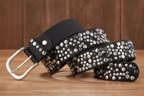 Japanese Brand PU Leather Rhinestone Studded Belt Size ONE SIZE - 3 Thumbnail