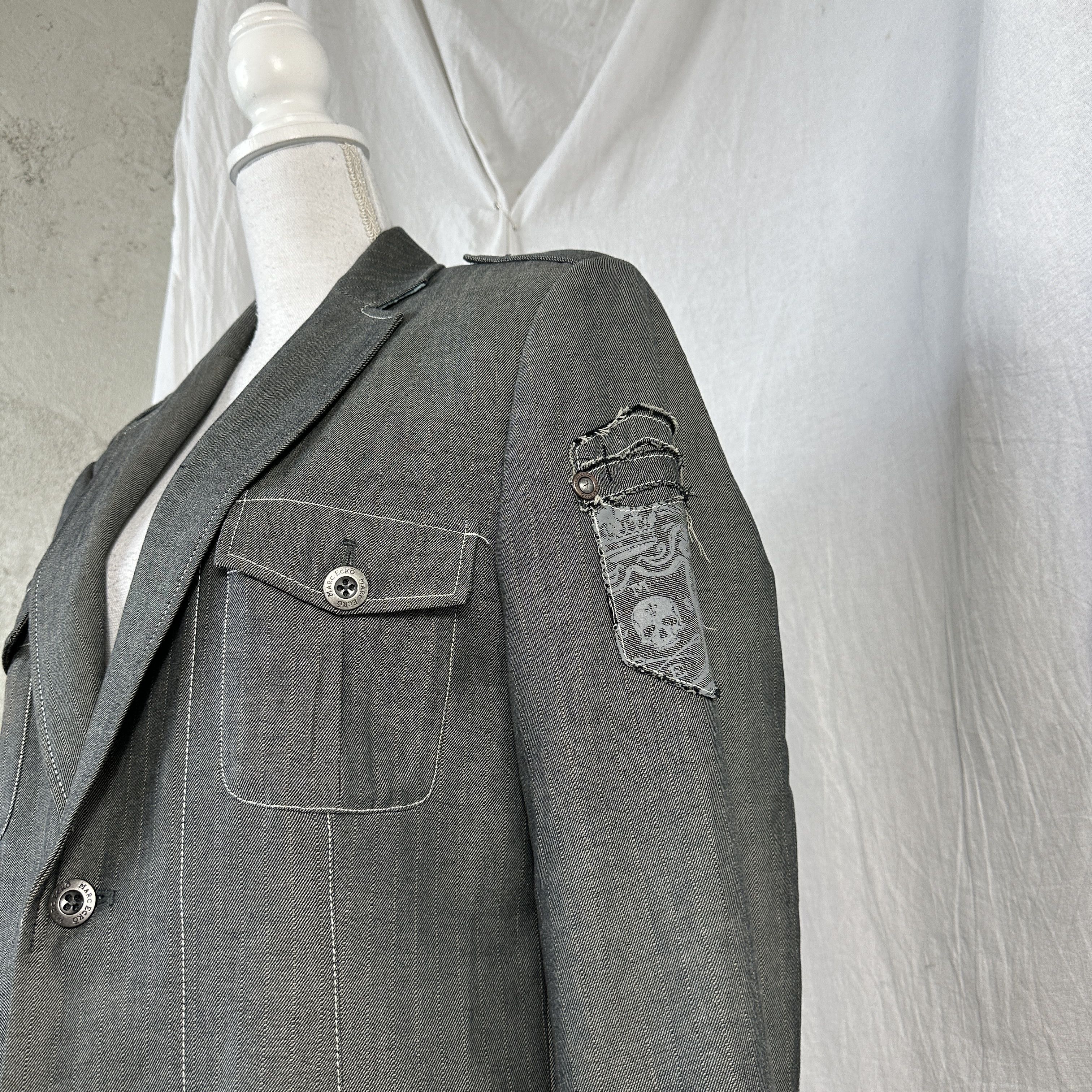 Marc Ecko × Vintage Vintage Opium Avant Garde Grunge 00s Esko Skull Suit Jacket Size US M / EU 48-50 / 2 - 3 Thumbnail