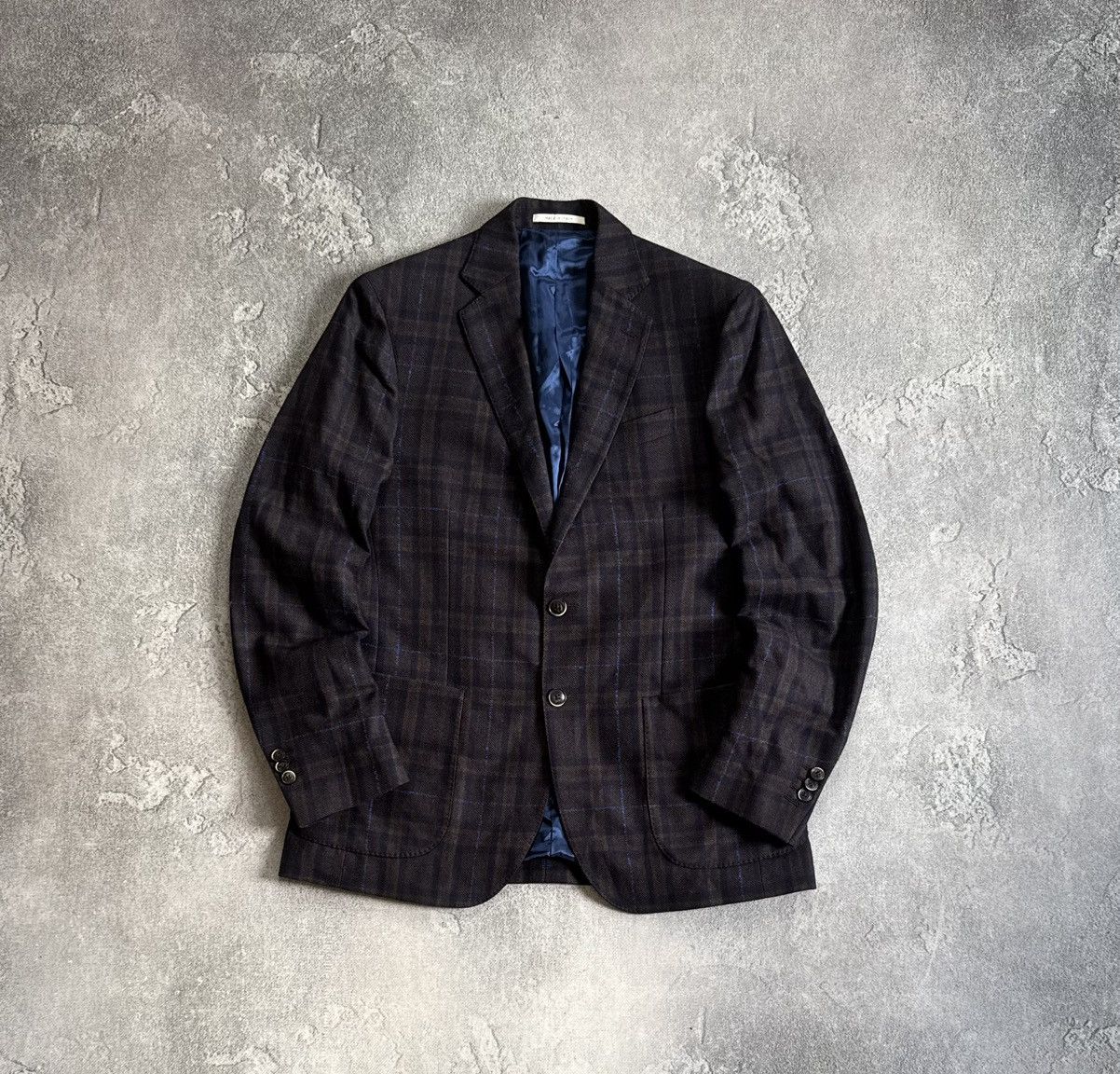 Boggi Boggi 52size wool Chekered blazer button up jacket luxury Size 42R - 1 Thumbnail