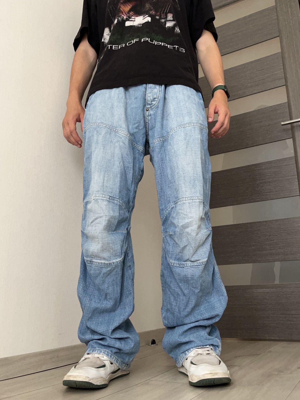 G-Star 🔥00'S G STAR DOUBLE KNEE WASHED RAW BAGGY FLARED JEANS Size US 36 / EU 52 - 4 Thumbnail