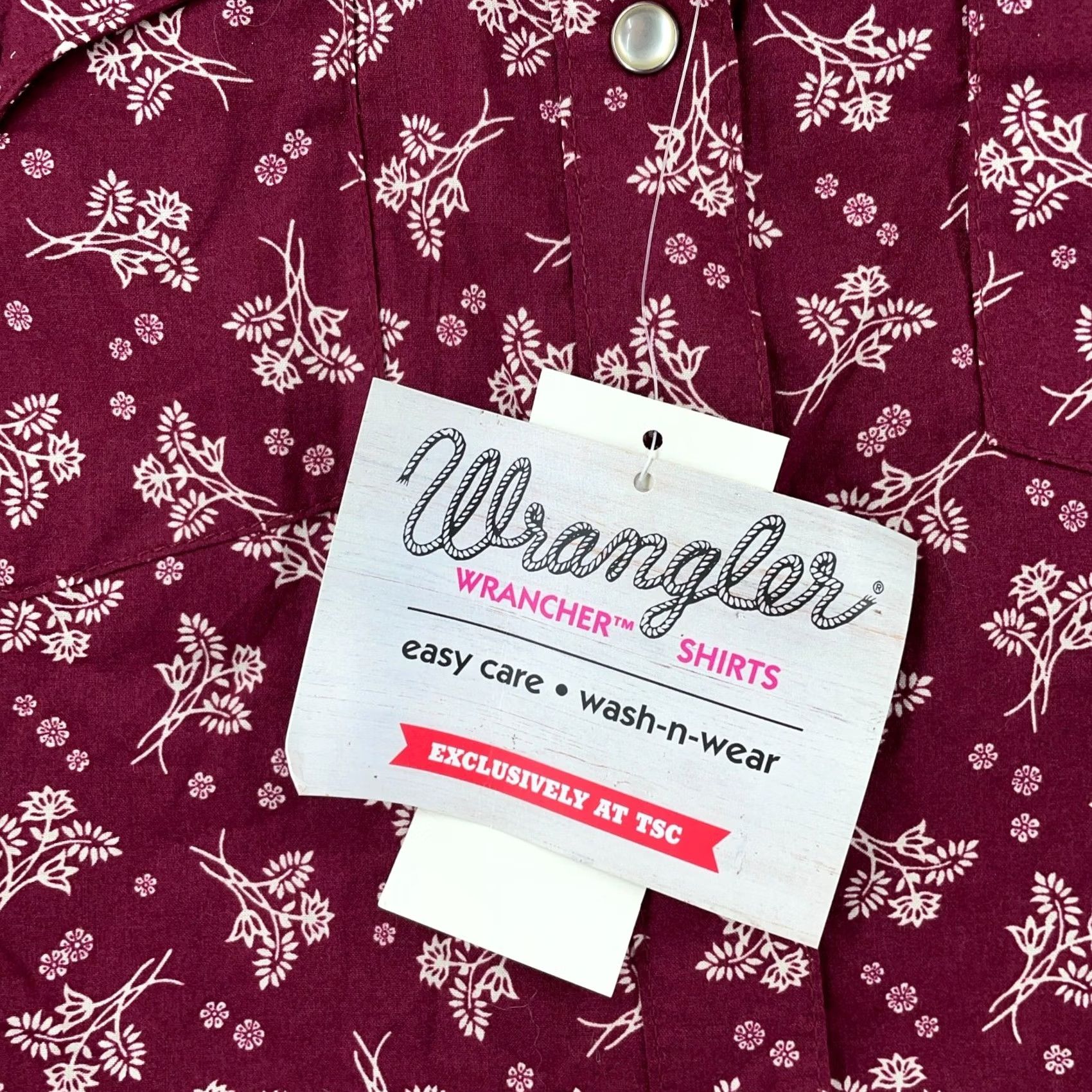 Wrangler Wrangler Wrancher Shirt Womens Small Burgundy Floral Cowboy Collared Pearl Snap Shirt Size S / US 4 / IT 40 - 5 Thumbnail