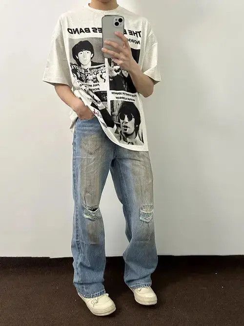 Jean Street Hip Hop Dirty Dye Ripped Vintage Y2K Jeans Size US 32 / EU 48 - 5 Thumbnail