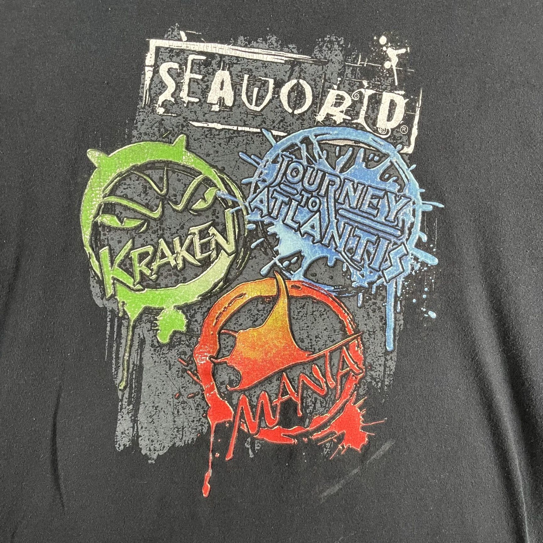 Vintage SeaWorld Shirt Mens Large Black Kraken Journey To Atlantis Manta Graphic Tee Size US L / EU 52-54 / 3 - 3 Thumbnail