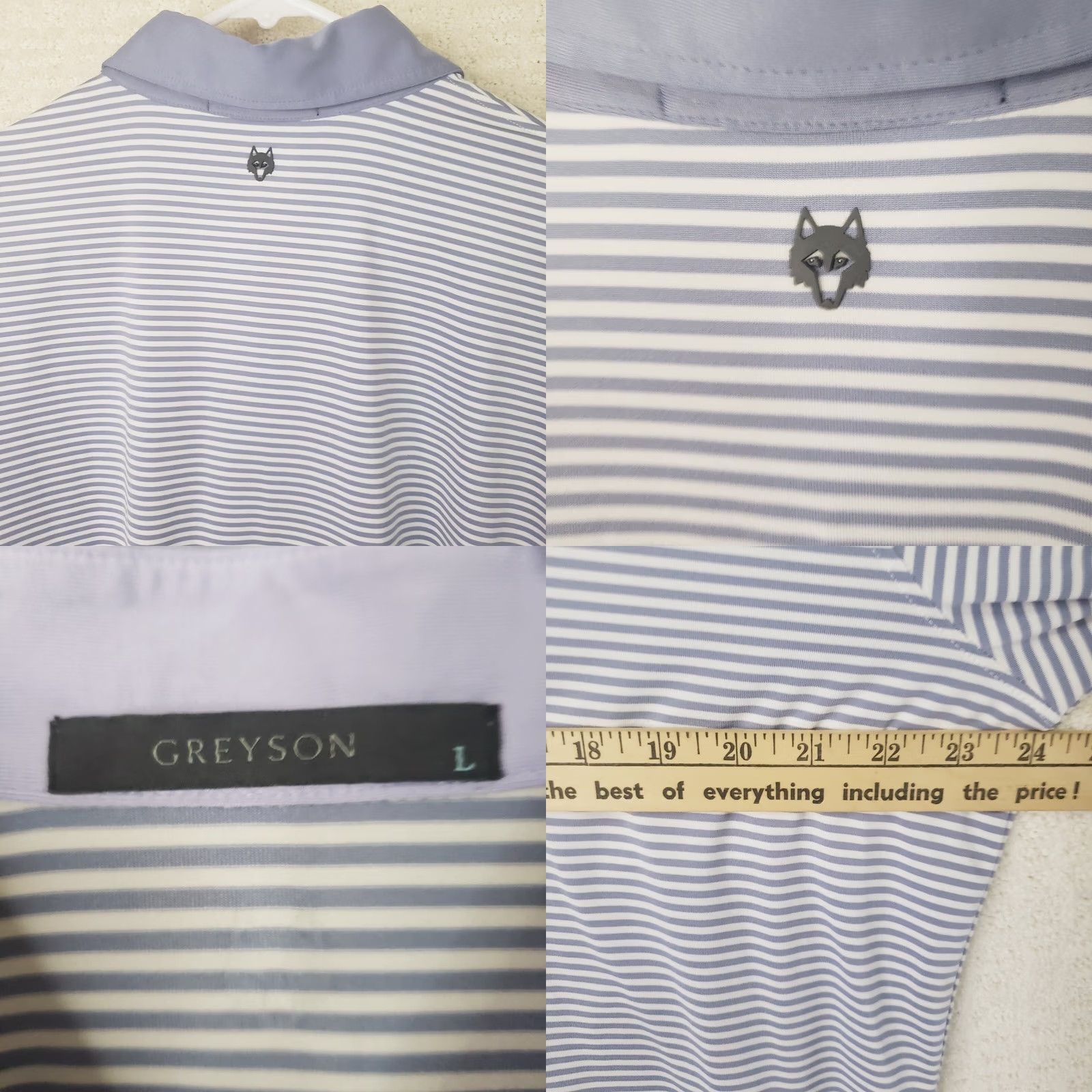 Vintage Grayson Polo Shirt Men's L Lavender White Striped Lightweight Golf Shirt Size US L / EU 52-54 / 3 - 8 Thumbnail