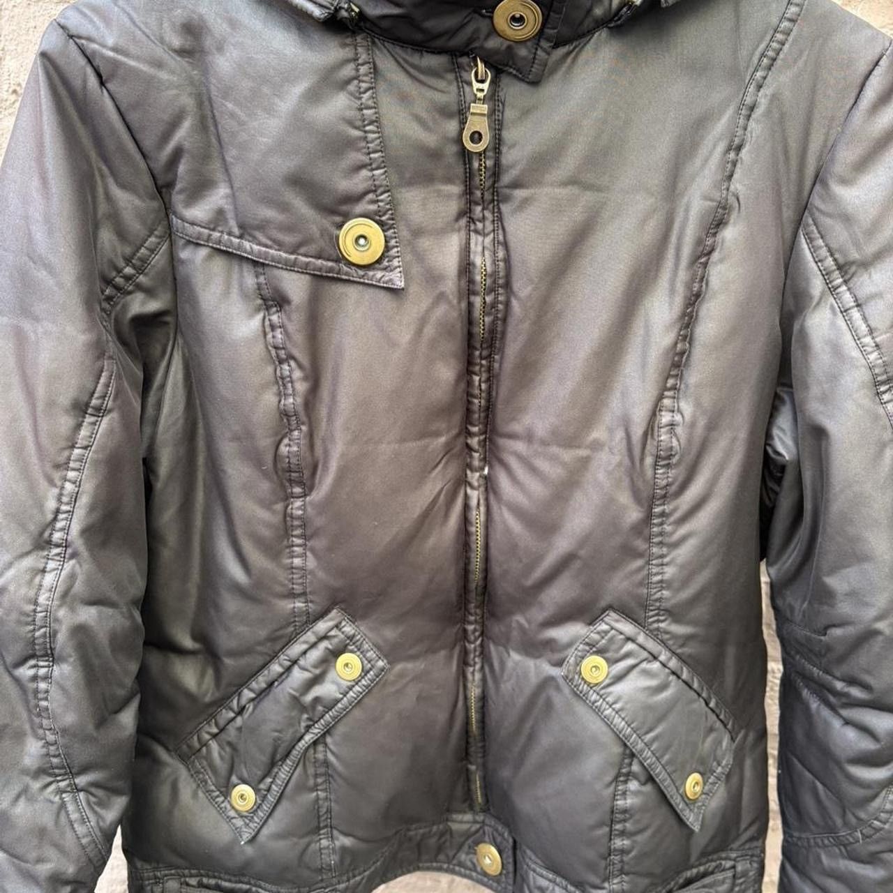 Other Y2K Black Moto Biker Detachable Zip Hood Puffer Jacket Size L / US 10 / IT 46 - 3 Thumbnail