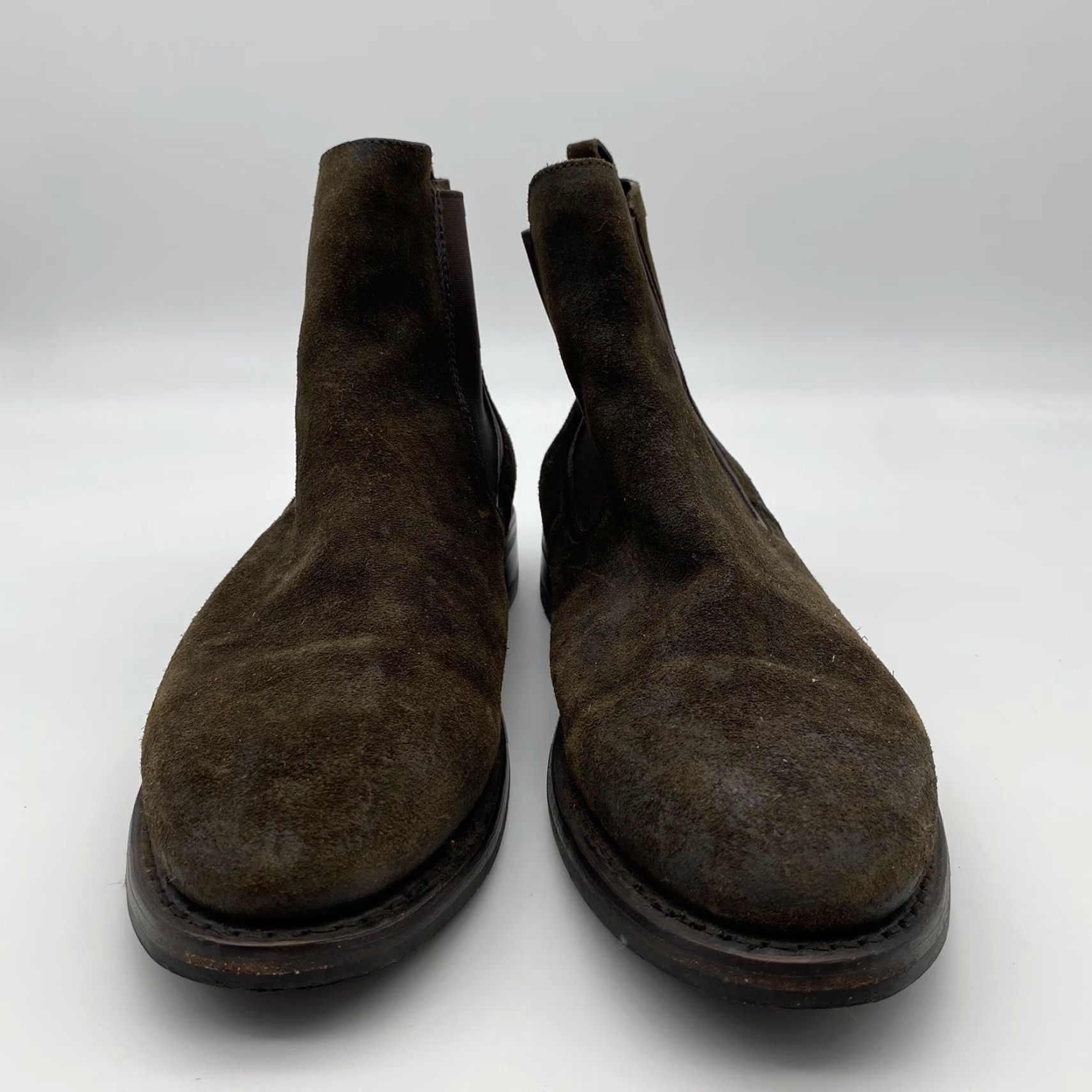 CO VINTAGE Thursday Boot Company Chelsea Boots Men 12 Dark Brown Suede Pull-On Casual Leather Outsole Size US 12 / EU 45 - 4 Thumbnail