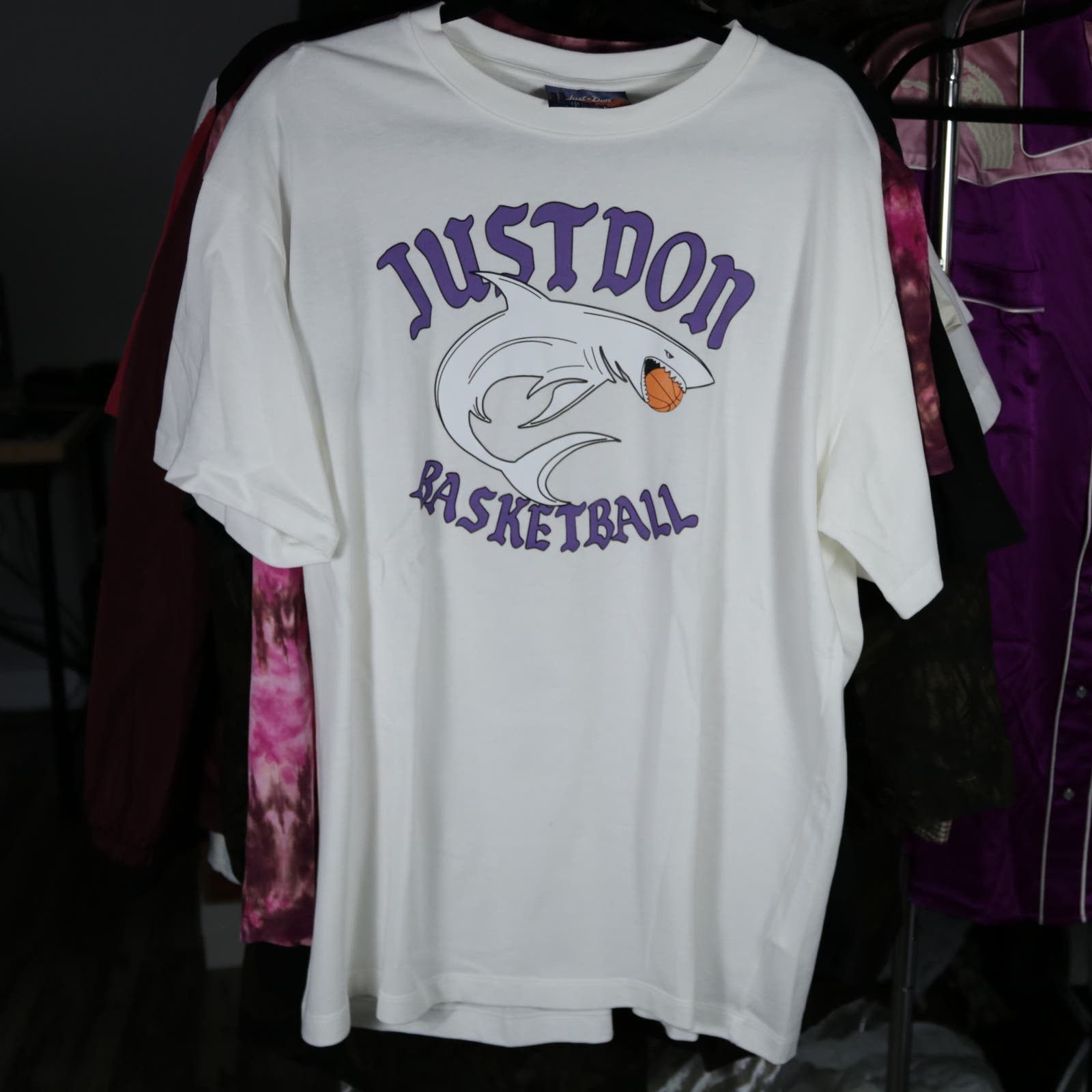 image of Just Don Shark Basketball Graphic Print Tshirt Medium in White, Men's
