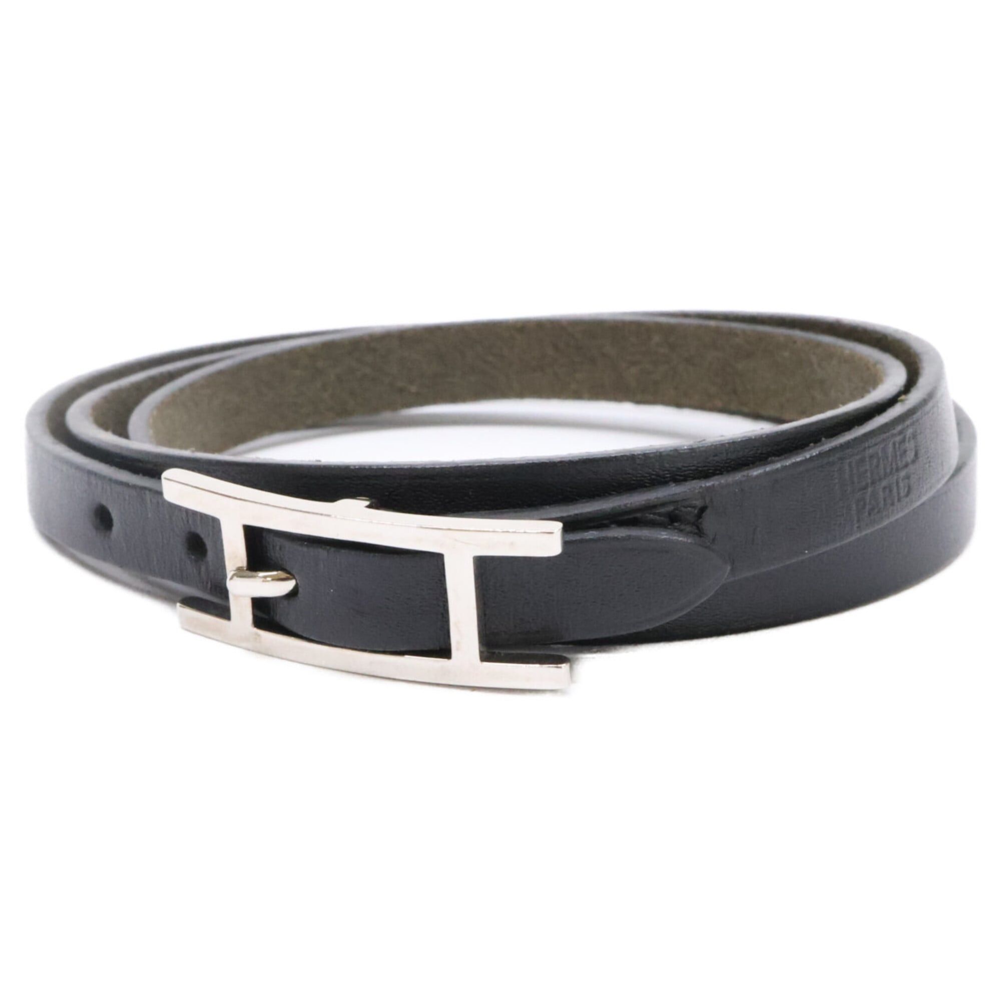Hermes Hermes Be Api Triple Strand Leather Bracelet Black Women's Size ONE SIZE - 1 Thumbnail