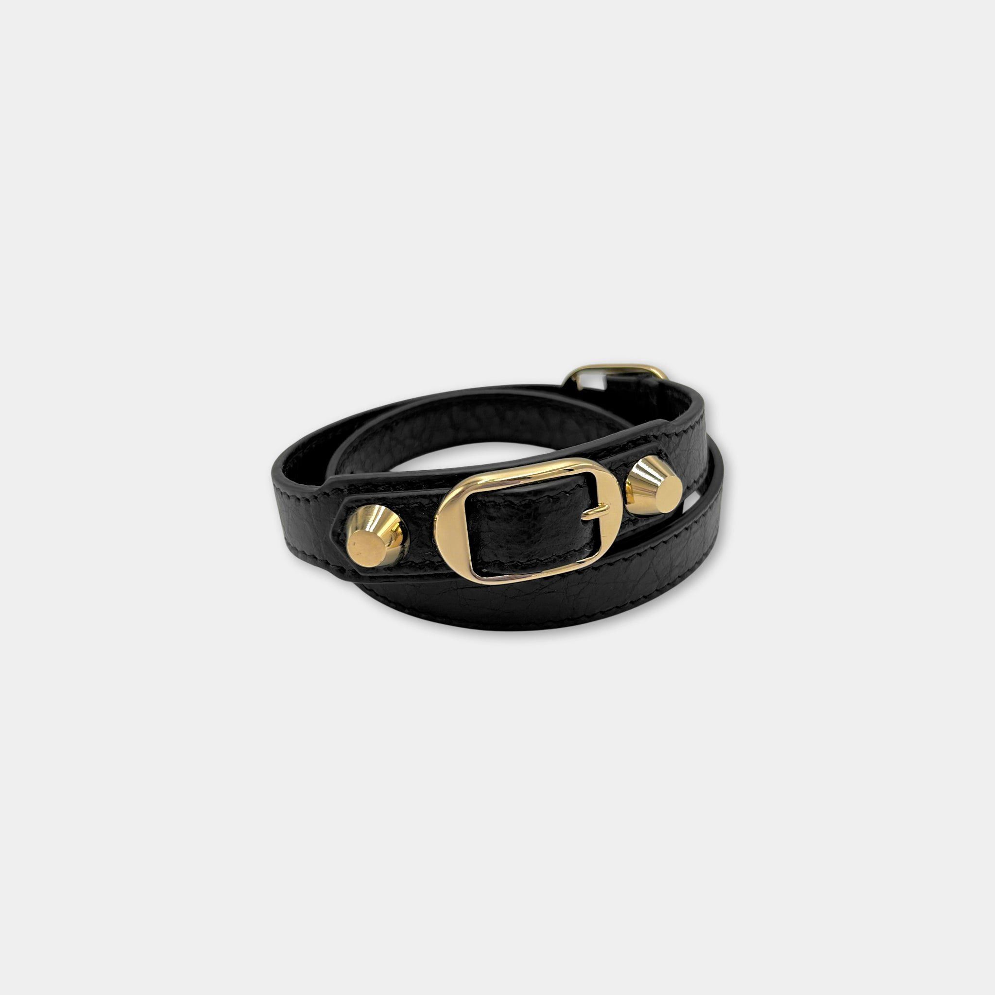 Balenciaga Balenciaga Black City Leather Bracelet Size ONE SIZE - 1 Thumbnail