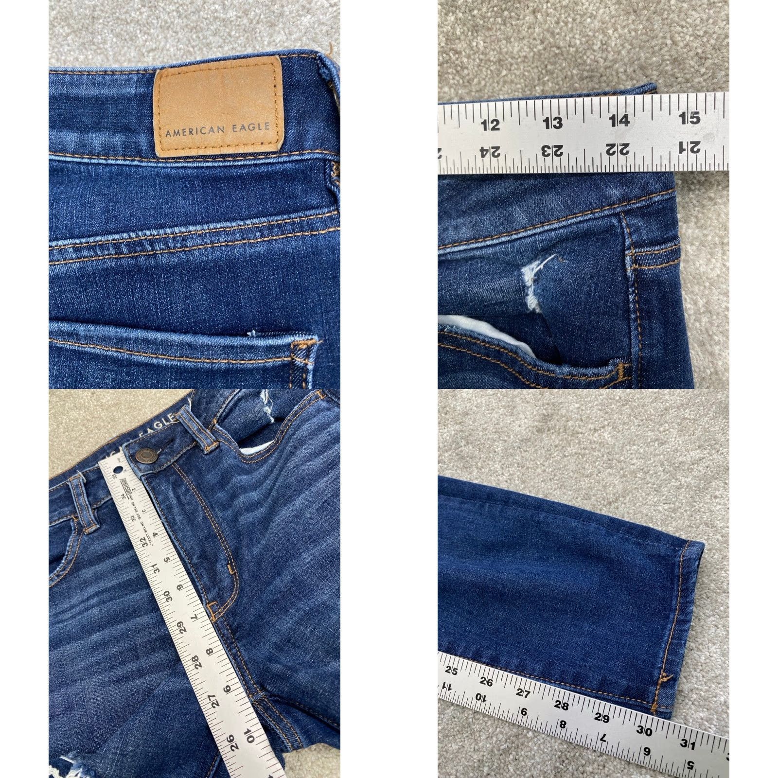 American Eagle Outfitters VINTAGE American Eagle Next Level Jeans Womens 6 Long Denim Blue High Rise Jegging Size 28" / US 6 / IT 42 - 9 Thumbnail