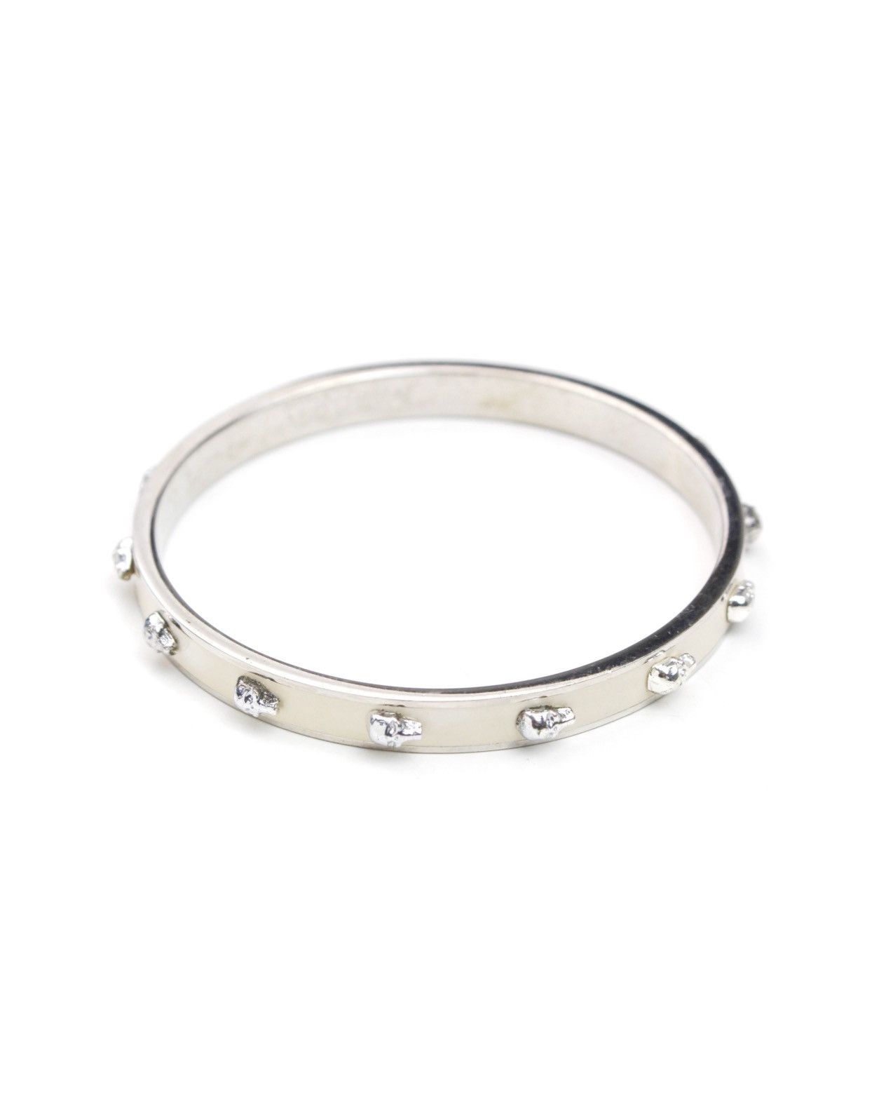 Alexander McQueen SS2012 ALEXANDER MCQUEEN IVORY ENAMEL SKULL STUD BANGLE Size ONE SIZE - 1 Thumbnail