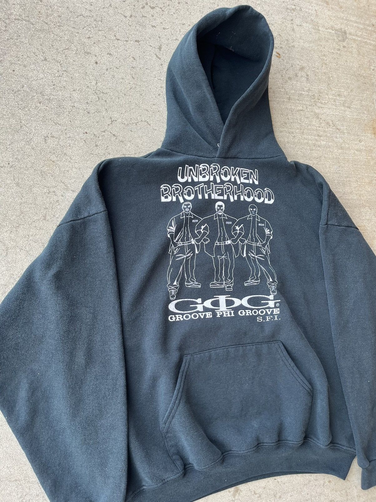 Vintage Black 90s Black social group hoodie Size US XL / EU 56 / 4 - 2 Thumbnail