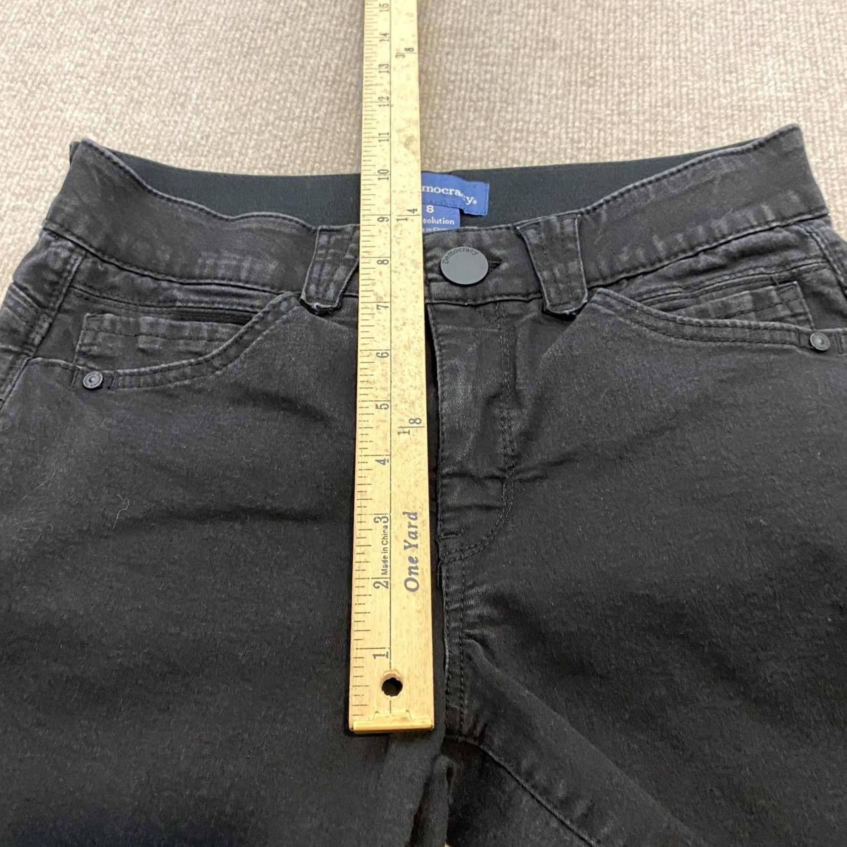 Vintage Democracy Jeans Womens 8 Black Dark Wash Mid Rise Stretch Skinny Absolution Denim 5-Pocket Size 30" / US 8 / IT 44 - 7 Thumbnail