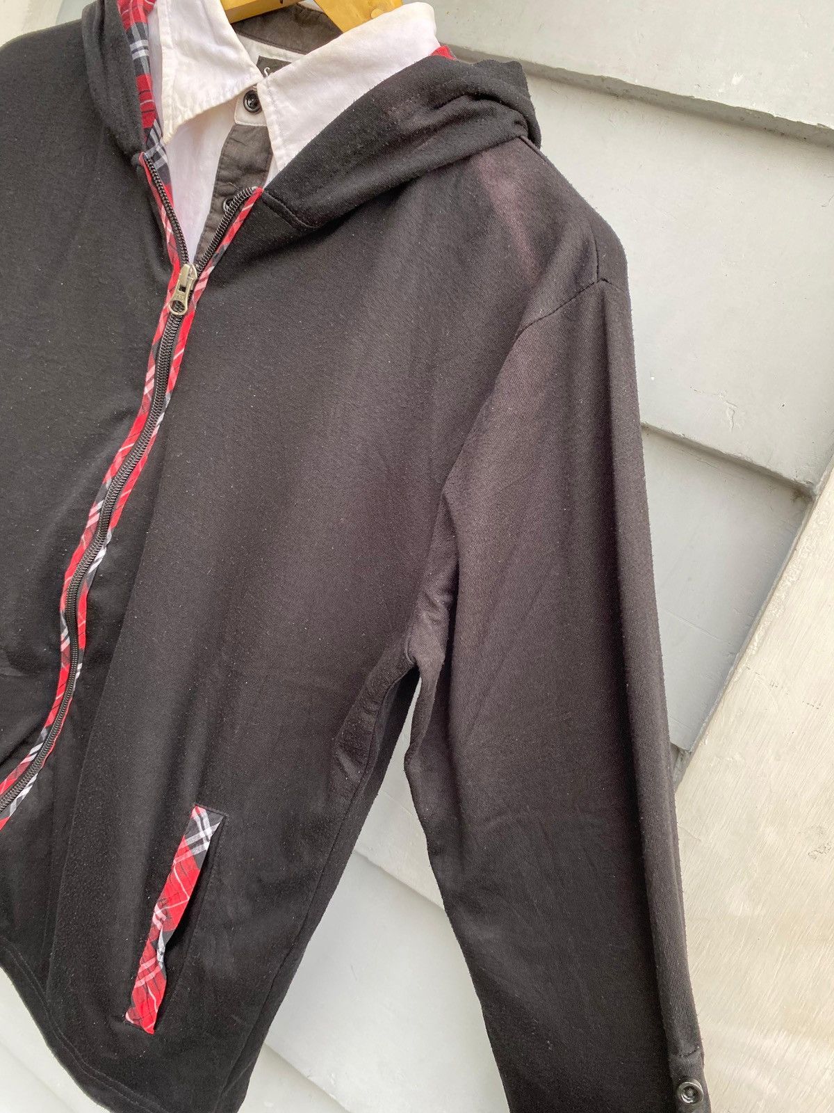 If Six Was Nine Sorridere Layered Hoodie Shirt Built-in Button-Up & Plaid Size US L / EU 52-54 / 3 - 6 Thumbnail