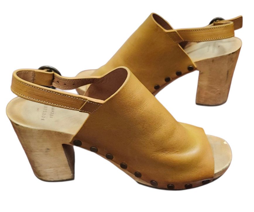Sezane Sezane Dakota High Clogs Terracotta Wooden Buckle Chunky Size US 8 / IT 38 - 6 Thumbnail