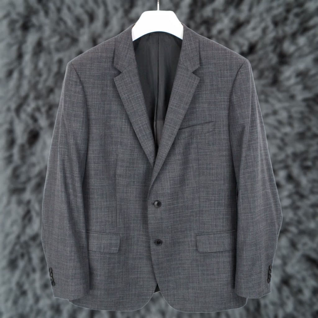 Hugo Boss HUGO BOSS Blazer Men's US 46 Grey Melange Formal Cotton Silk Size 46R - 1 Thumbnail