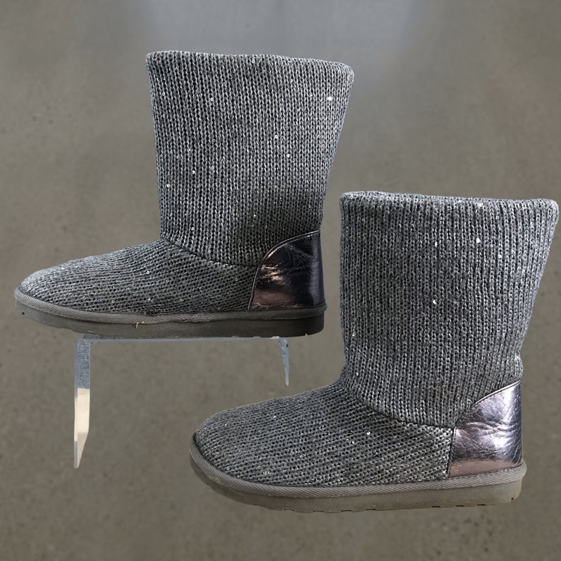 Vintage Arizona Boots Womens 9 Mid Calf Winter Snow Boot Grey Fabric Round Toe Flats Shoes Size US 9 / IT 39 - 1 Thumbnail