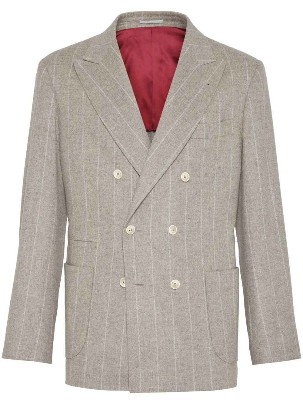 Brunello Cucinelli o1w1db11125 Pinstripe Pattern Jacket in Grey Size US L / EU 52-54 / 3 - 1 Thumbnail