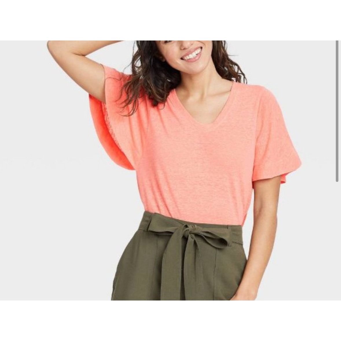 Other A New Day Linen Scoop Neck Flutter Sleeve Size Large Peach Size L / US 10 / IT 46 - 1 Thumbnail