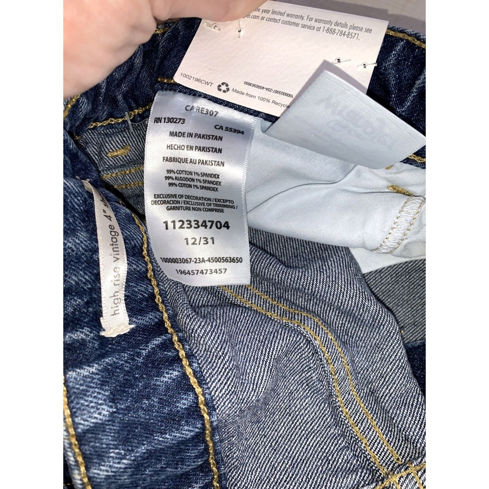 Wrangler VINTAGE Wrangler High Rise Distressed Cut-Off 4” Short Women’s 31 Blue NWT-12377 Size 24" / US 00 / IT 34 - 5 Thumbnail