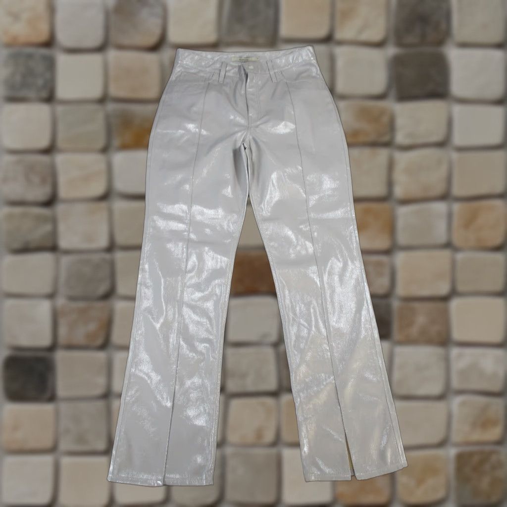 Hudson VINTAGE Hudson Pants Womens 31 Gray Faux Leather Straight Chino 90s Girls Size 24" / US 00 / IT 34 - 1 Thumbnail