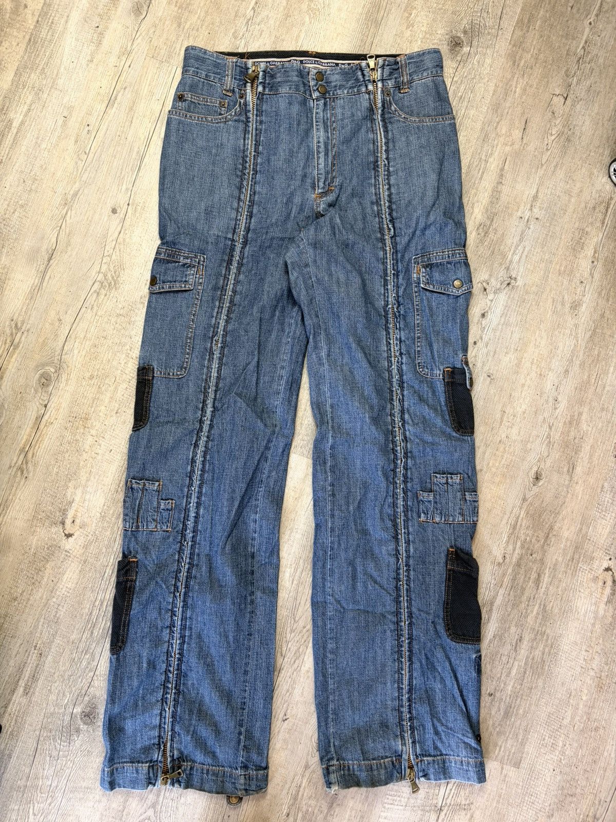 Dolce & Gabbana SS2003 Dolce & Gabbana Full Zip Baggy Cargo Pants denim Size US 36 / EU 52 - 2 Thumbnail