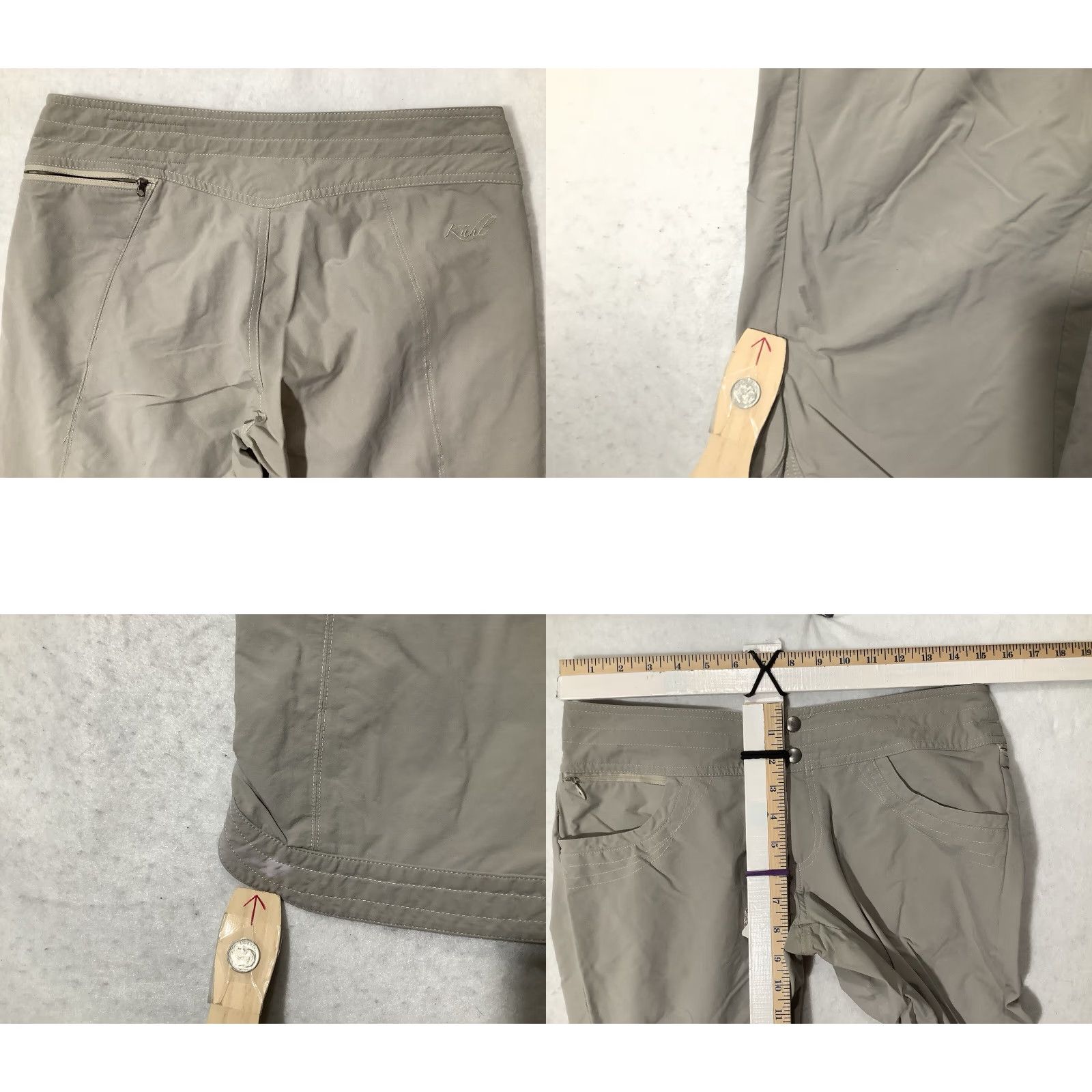 Vintage Kuhl Pants Cropped Women’s Beige Nylon 6 Drawstring Inseam 21 in Casual Hiking Size 28" / US 6 / IT 42 - 8 Thumbnail