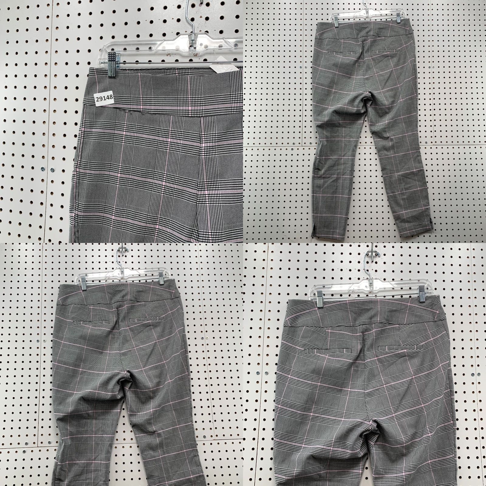Vintage VINTAGE New York & Co Women XL Tapered Leg Trouser Pants Plaid Black Pink 34x27 Size 40" / US 18 - 8 Thumbnail