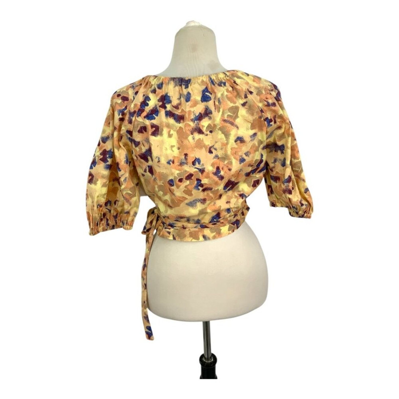 Other Open Edit Puff Sleeve Wrap Blouse Yellow Medium NWOT $59 MSP Size M / US 6-8 / IT 42-44 - 8 Thumbnail